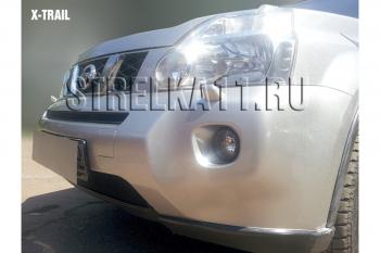 3 199 р. Защита радиатора (середина) Стрелка11 Стандарт Nissan X-trail 2 T31 дорестайлинг (2007-2011) (черная)  с доставкой в г. Нижний Новгород. Увеличить фотографию 2