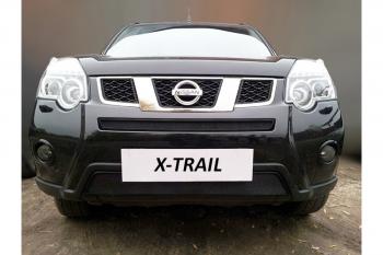 3 399 р. Защита радиатора (низ) Стрелка11 Стандарт  Nissan X-trail  2 T31 (2010-2015) рестайлинг (черная)  с доставкой в г. Нижний Новгород. Увеличить фотографию 2