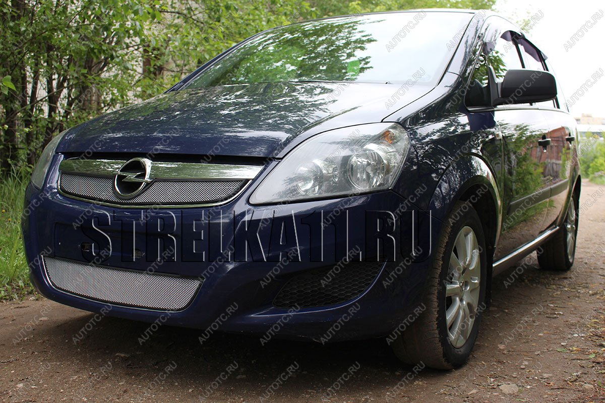 3 599 р. Защита радиатора (верх) Стрелка11 Стандарт Opel Zafira В рестайлинг (2007-2015) (черная)  с доставкой в г. Нижний Новгород