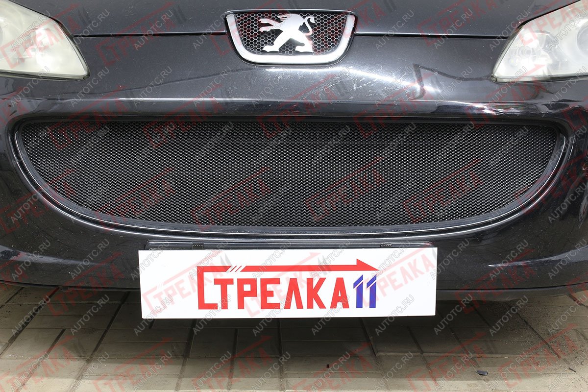 3 199 р. Защита радиатора (низ) Стрелка11 Стандарт  Peugeot 407 ( седан,  универсал) (2004-2011) (черная)  с доставкой в г. Нижний Новгород