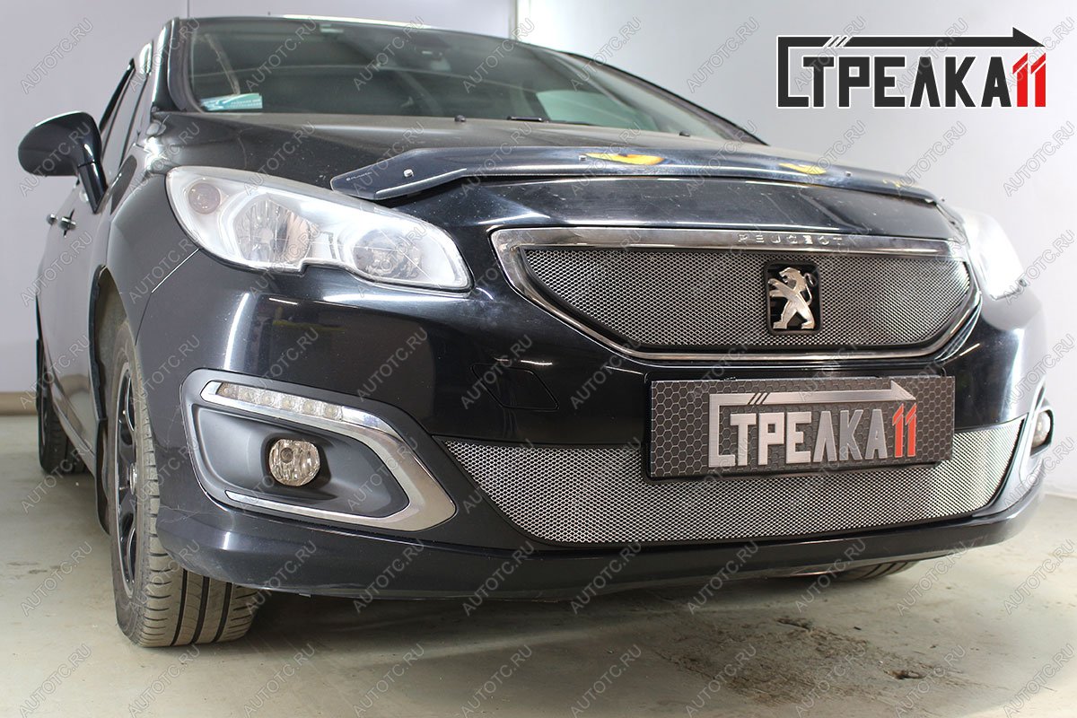 3 379 р. Защита радиатора (низ) Стрелка11 Стандарт Peugeot 408 рестайлинг (2015-2022) (черная)  с доставкой в г. Нижний Новгород