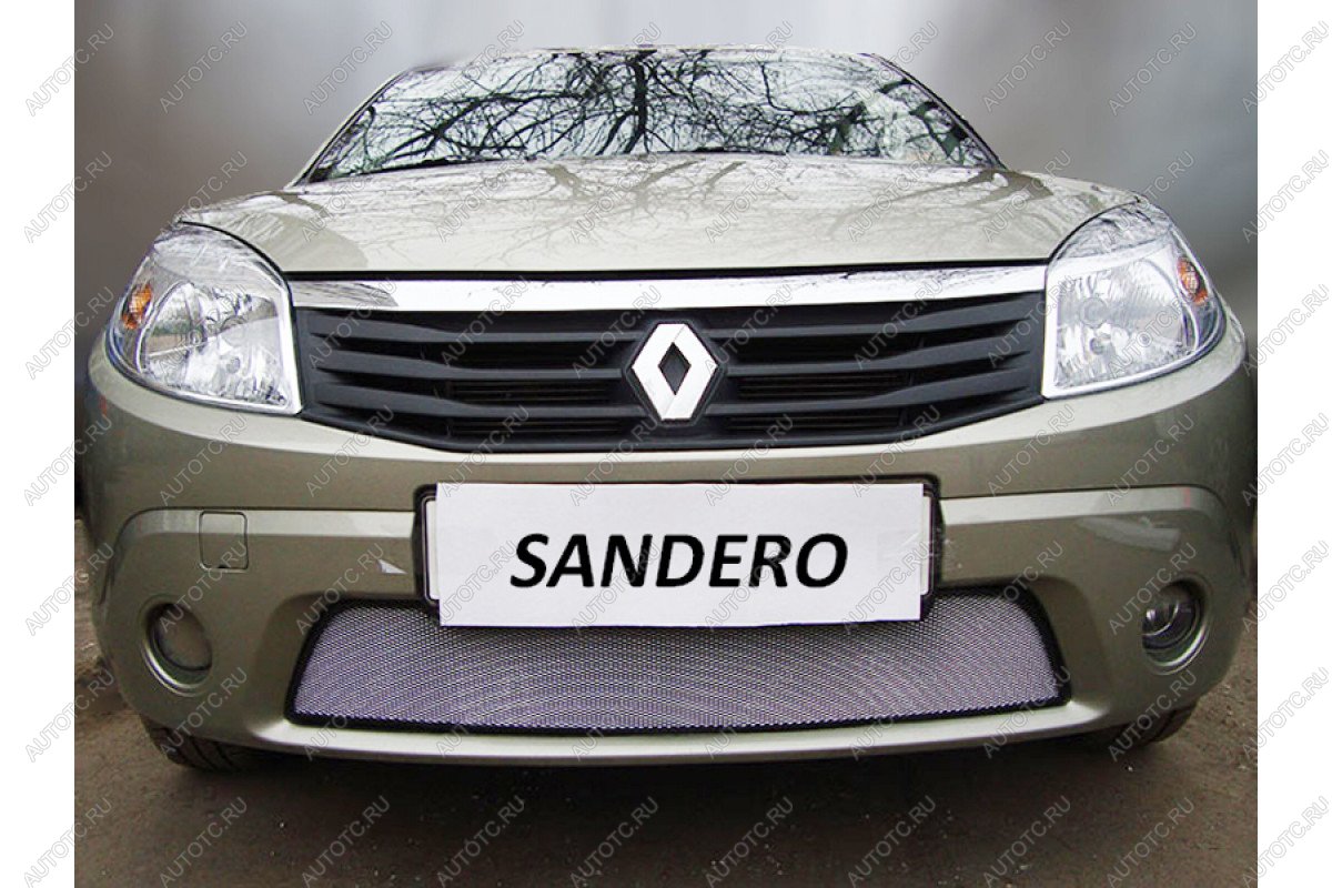 2 999 р. Защита радиатора Стрелка11 Стандарт  Renault Sandero  (BS) (2009-2014) (хром)  с доставкой в г. Нижний Новгород