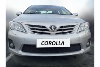 2 499 р.  Защита радиатора Стрелка11 Стандарт Toyota Corolla E140 седан рестайлинг (2009-2013) (черная)  с доставкой в г. Нижний Новгород. Увеличить фотографию 1