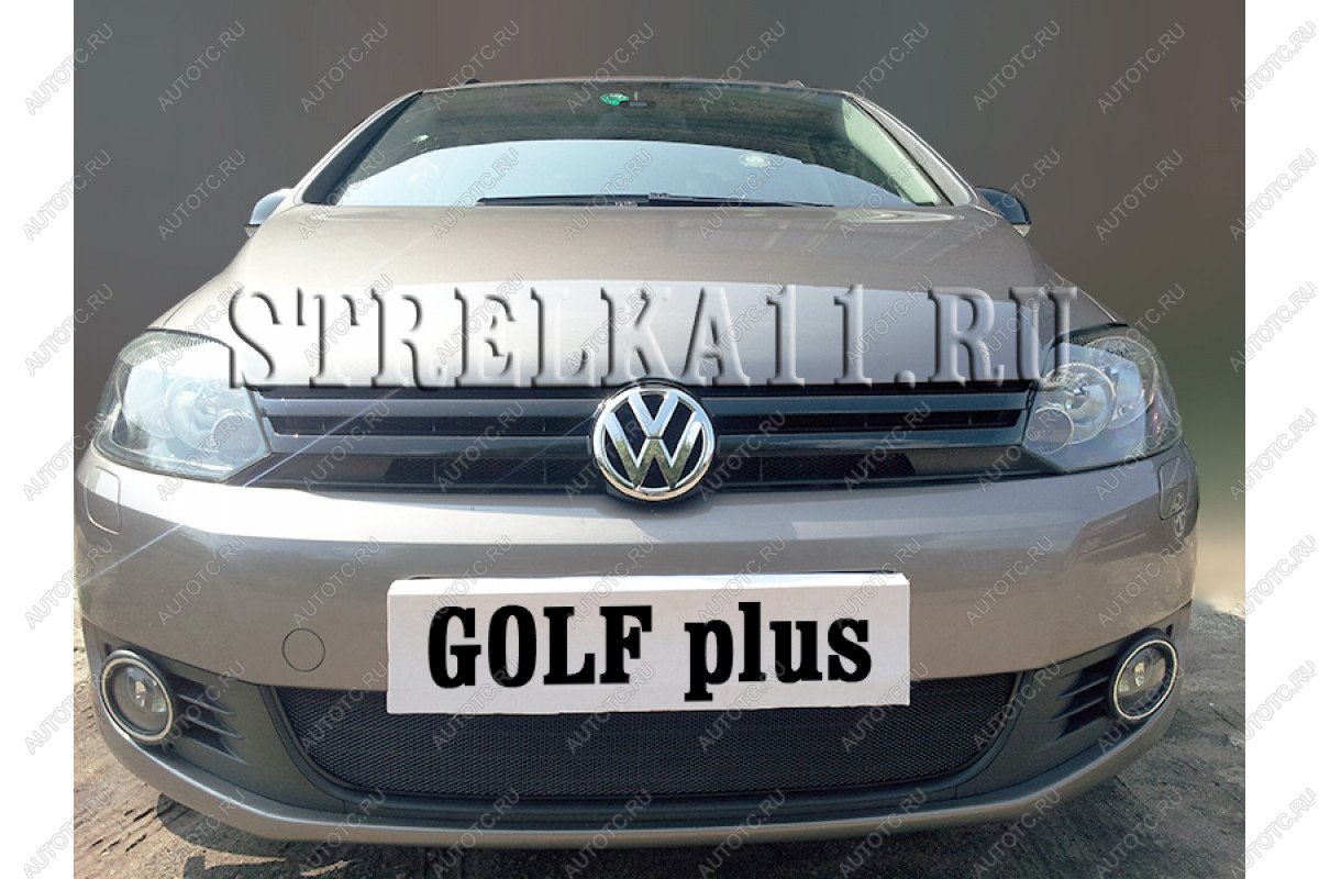 2 899 р. Защита радиатора Стрелка11 Стандарт  Volkswagen Golf Plus  6 (2009-2014) (черная)  с доставкой в г. Нижний Новгород