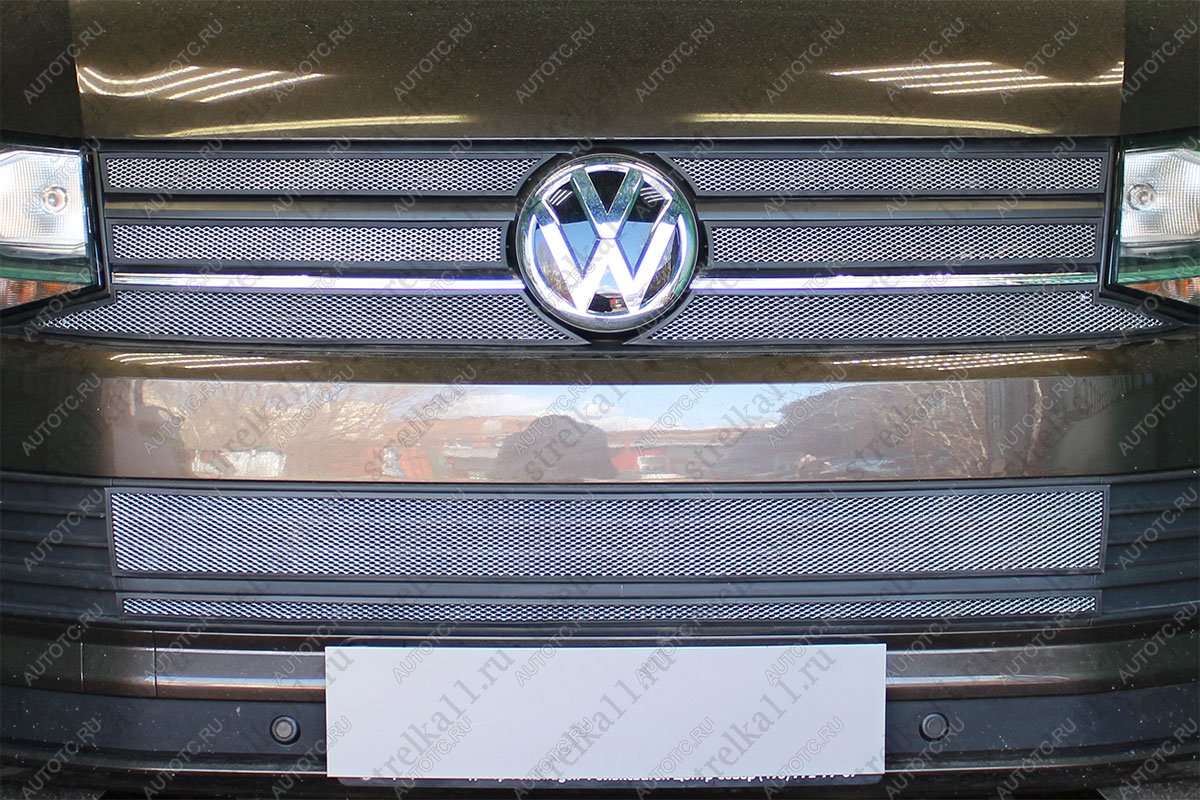 5 449 р. Защита радиатора (6 части верх) Стрелка11 Стандарт Volkswagen Multivan T6 дорестайлинг (2016-2019) (черная)  с доставкой в г. Нижний Новгород