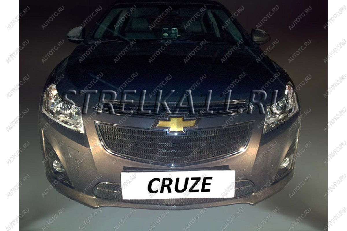 969 р. Зимняя заглушка решетки радиатора (низ) Стрелка11 Chevrolet Cruze J308 универсал рестайлинг (2012-2015) (черная)  с доставкой в г. Нижний Новгород