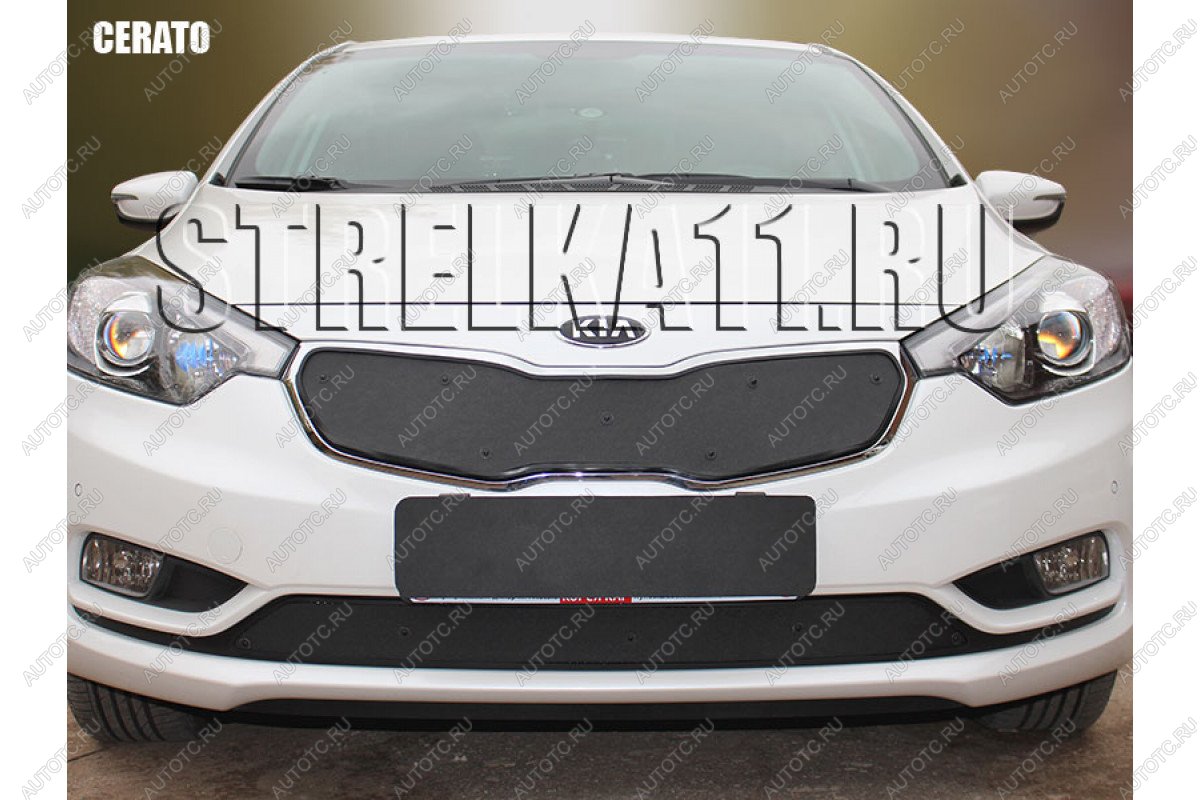 799 р. Зимняя заглушка решетки радиатора (верх) Стрелка11  KIA Cerato  3 YD (2013-2016) дорестайлинг седан (черная)  с доставкой в г. Нижний Новгород