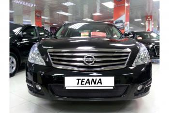 799 р. Зимняя заглушка решетки радиатора Стрелка11 Nissan Teana 2 J32 рестайлинг (2011-2014) (черная)  с доставкой в г. Нижний Новгород. Увеличить фотографию 2