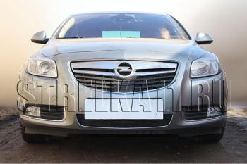 Зимняя заглушка решетки радиатора Стрелка11 Opel Insignia A дорестайлинг седан (2008-2013)  (черная)