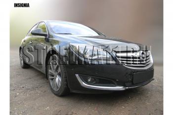 799 р. Зимняя заглушка решетки радиатора Стрелка11 Opel Insignia A рестайлинг седан (2013-2017) (черная)  с доставкой в г. Нижний Новгород. Увеличить фотографию 3