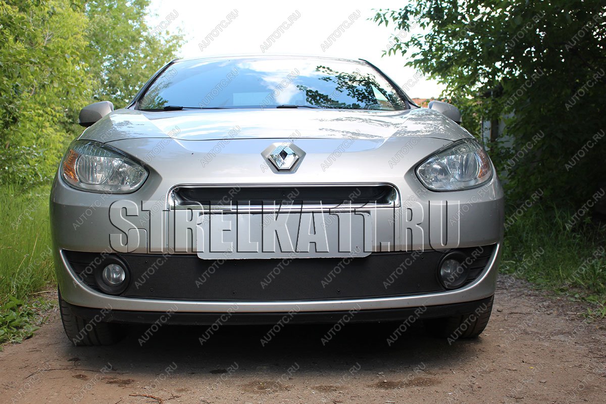 799 р. Зимняя заглушка решетки радиатора (верх) Стрелка11  Renault Fluence (2010-2012) дорестайлинг (черная)  с доставкой в г. Нижний Новгород