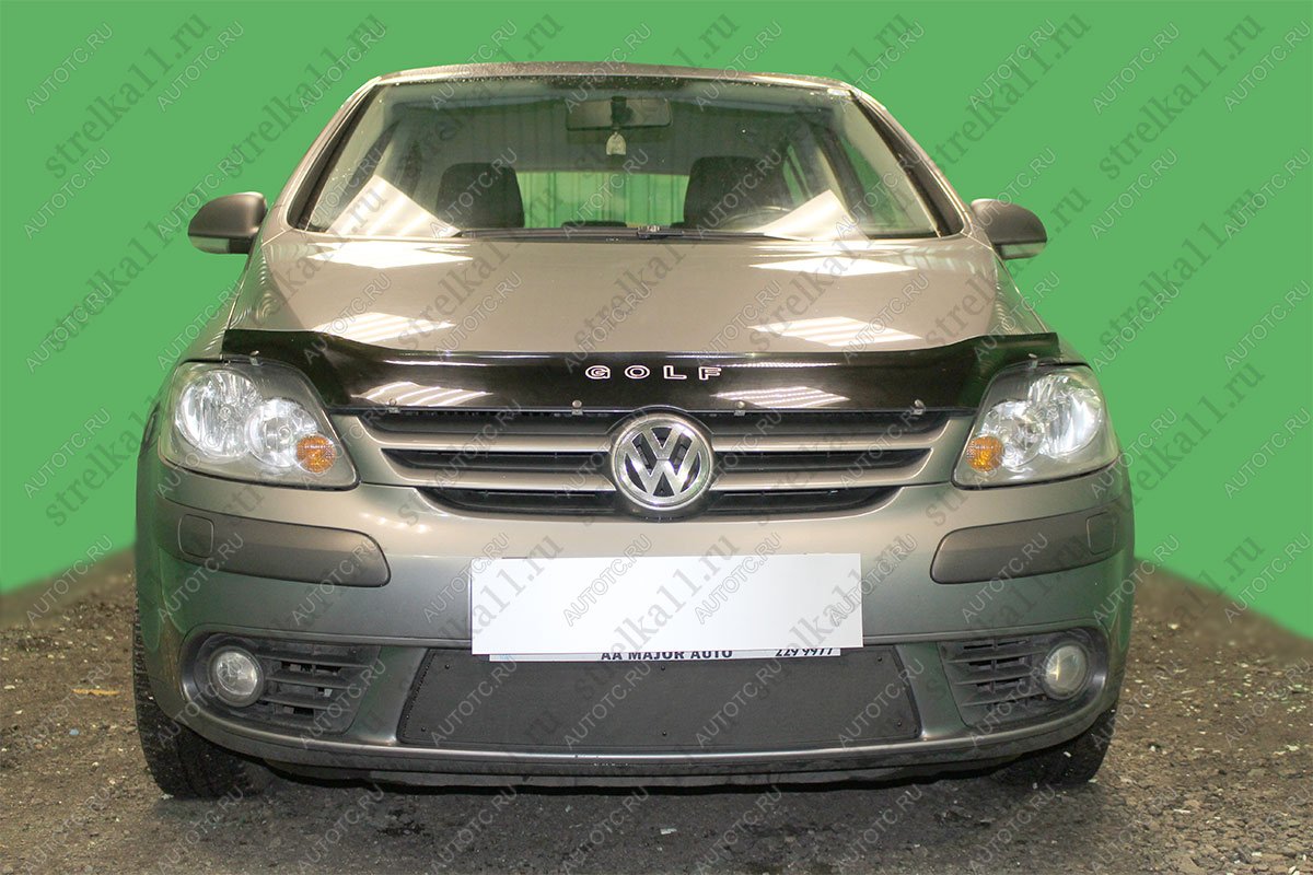 799 р. Зимняя заглушка решетки радиатора Стрелка11  Volkswagen Golf Plus  5 (2004-2009) (черная)  с доставкой в г. Нижний Новгород