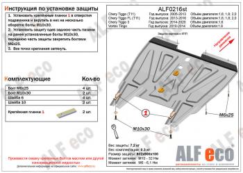 Защита картера и кпп (V-1.8) ALFECO Vortex Tingo рестайлинг (2012-2014) ()