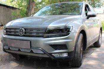 10 299 р. Защита радиатора (низ с камерой) (Off-Road) Стрелка11 Премиум Volkswagen Tiguan Mk2 дорестайлинг (2016-2020) (хром)  с доставкой в г. Нижний Новгород. Увеличить фотографию 2