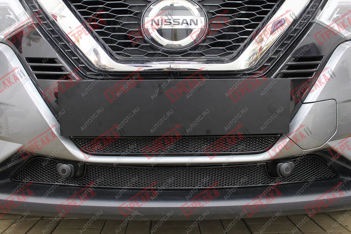 8 649 р. Защита радиатора (низ 2 части с парктроником) Стрелка11 PREMIUM Nissan Qashqai 2 J11 рестайлинг (2017-2022) (черная)  с доставкой в г. Нижний Новгород