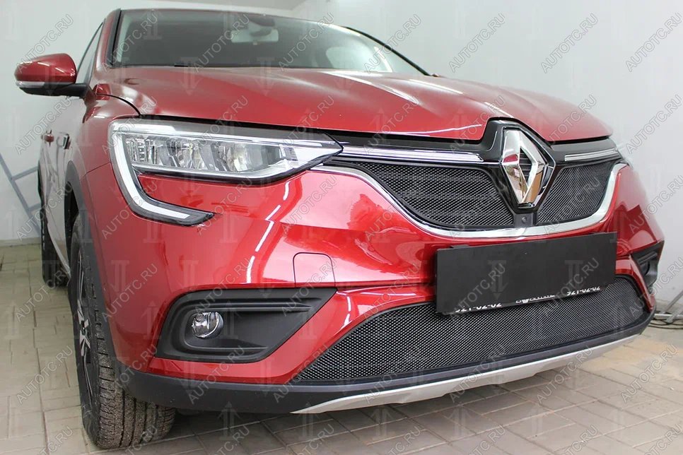 7 299 р.  Защита радиатора (верх, 2 части) Стрелка11 PREMIUM  Renault Arkana (2019-2024) (черная)  с доставкой в г. Нижний Новгород