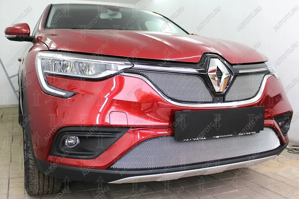 7 549 р. Защита радиатора (верх, 2 части) Стрелка11 PREMIUM  Renault Arkana (2019-2024) (хром)  с доставкой в г. Нижний Новгород