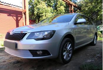 5 399 р. Защита радиатора Стрелка11 PREMIUM Skoda Superb (B6) 3T лифтбэк рестайлинг (2013-2015) (хром)  с доставкой в г. Нижний Новгород. Увеличить фотографию 2