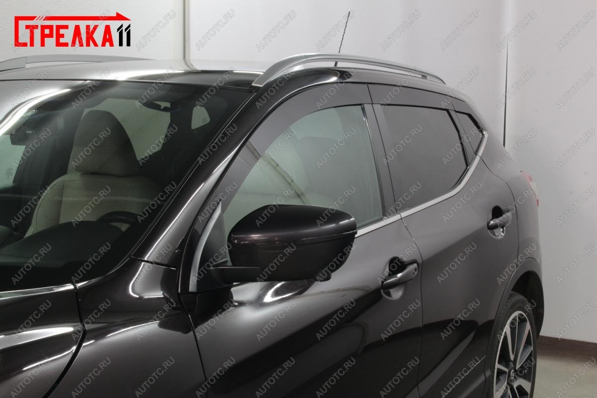 4 899 р. Дефлекторы окон 2D (прямой) Стрелка11  Nissan Qashqai  2 (2013-2019) J11 дорестайлинг (черные)  с доставкой в г. Нижний Новгород