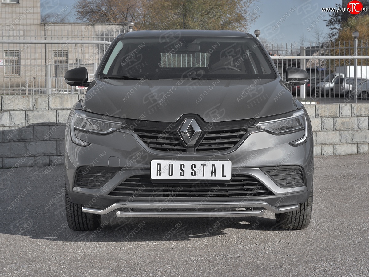 16 999 р. Защита переднего бампера (2 трубы Ø42 мм, нержавейка) SLITKOFF Renault Arkana (2019-2025)  с доставкой в г. Нижний Новгород