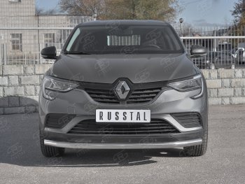 Защита переднего бампера (Ø 63 мм, нержавейка) SLITKOFF Renault Arkana (2019-2025)