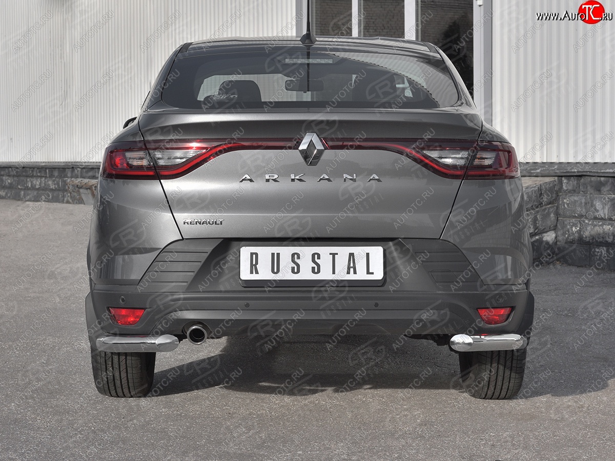 7 899 р. Защита заднего бампера (Ø63 мм уголки, нержавейка) Russtal  Renault Arkana (2019-2024)  с доставкой в г. Нижний Новгород