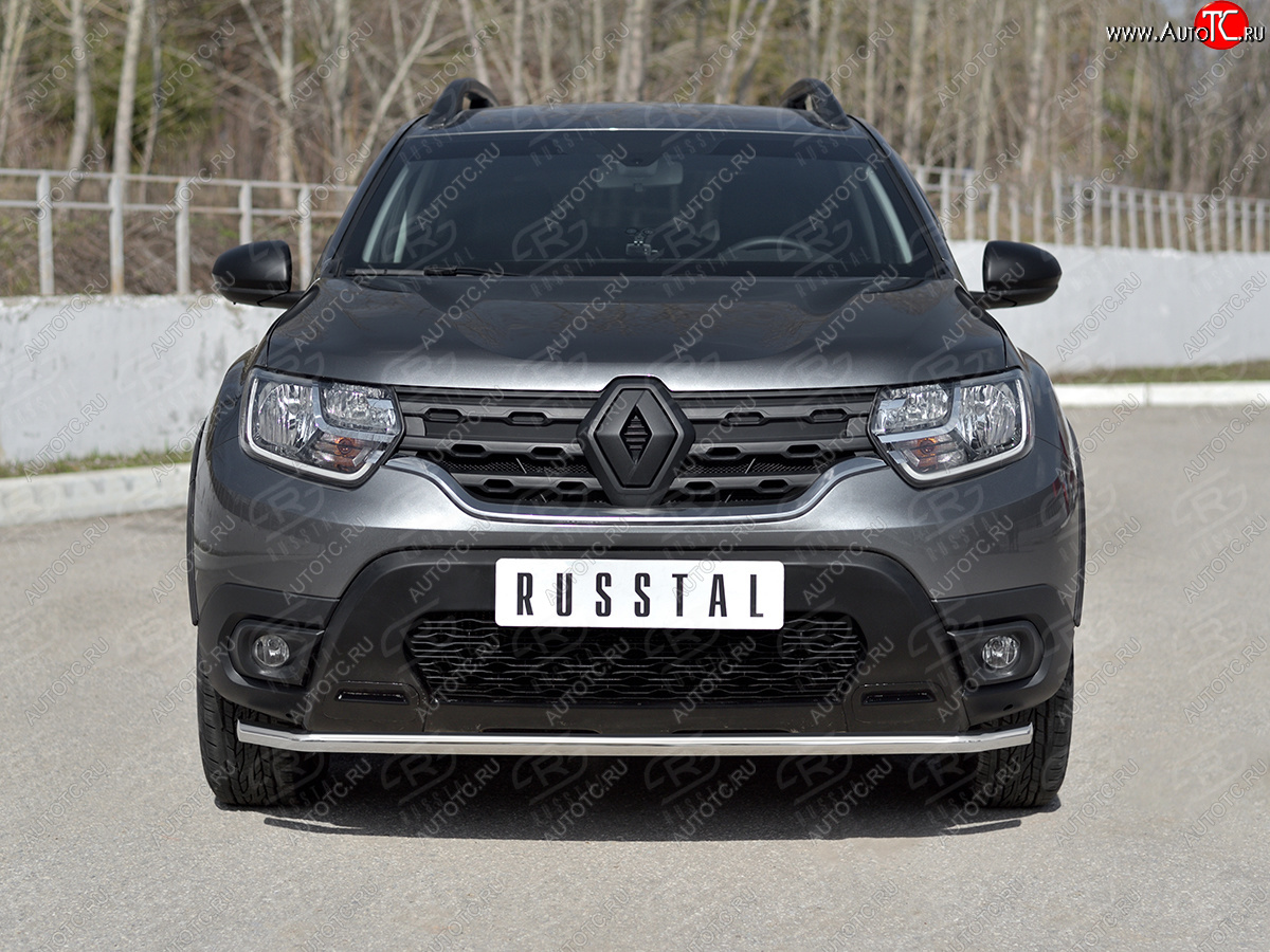 10 949 р. Защита переднего бампера (Ø42 мм, нержавейка) Russtal Renault Duster HM (2020-2024)  с доставкой в г. Нижний Новгород