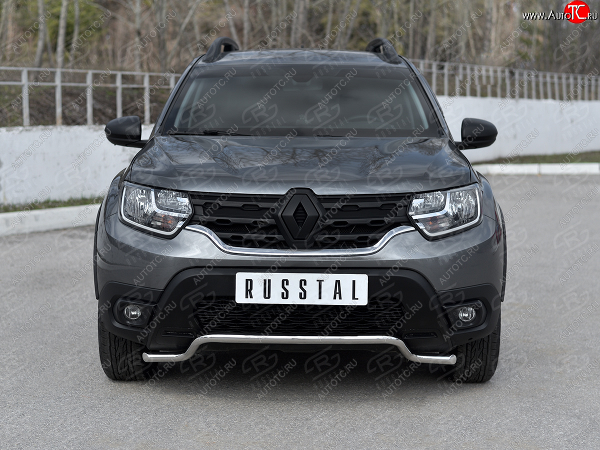 6 999 р. Защита переднего бампера (Ø42 мм волна, нержавейка) Russtal Renault Duster HM (2020-2024)  с доставкой в г. Нижний Новгород