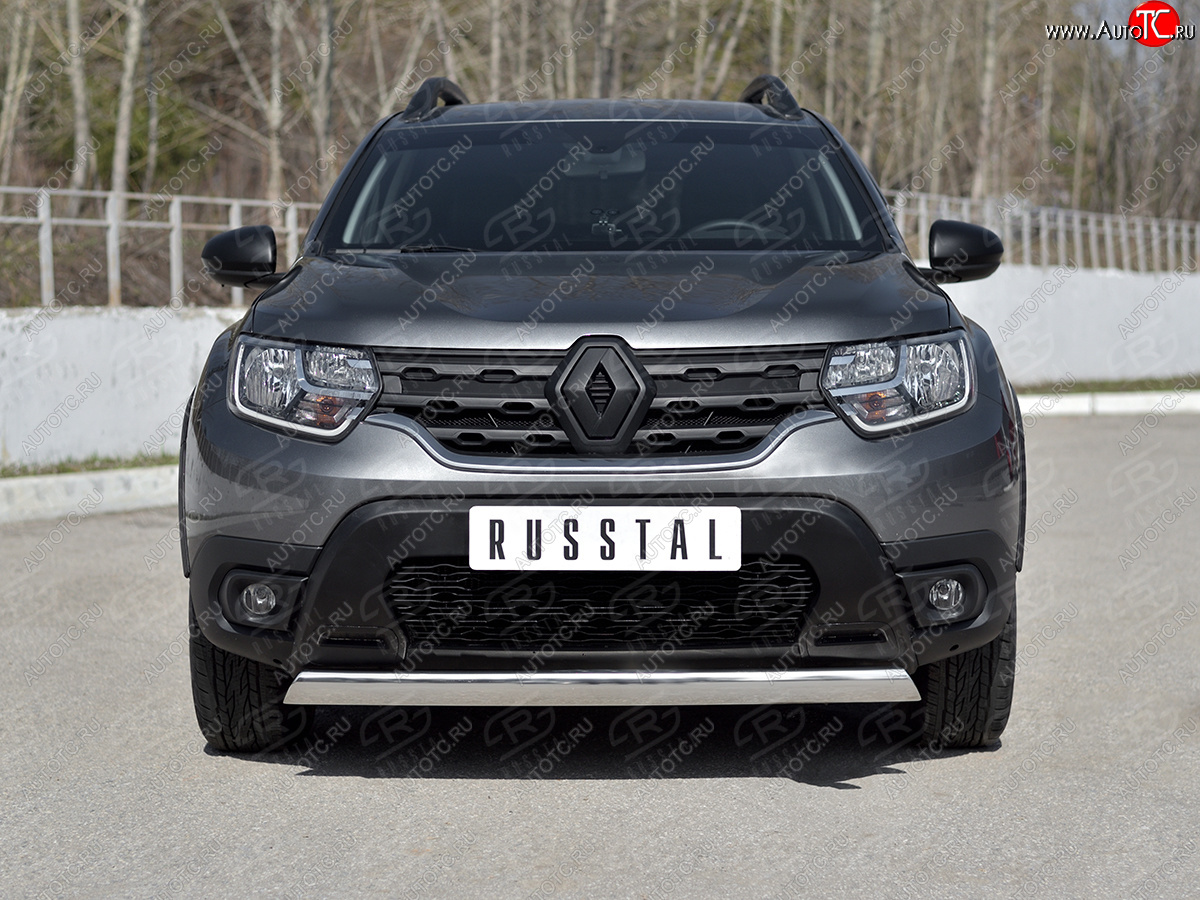 14 599 р. Защита переднего бампера (Ø75х42 мм, нержавейка) Russtal Renault Duster HM (2020-2024)  с доставкой в г. Нижний Новгород