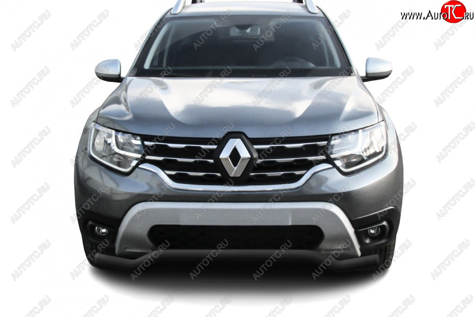 10 299 р. Защита переднего бампера Slitkoff (Ø57 мм).  Renault Duster  HM (2021-2024) рестайлинг (Сталь окрашенная, цвет черный)  с доставкой в г. Нижний Новгород