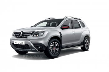 11 999 р. Порожки для ног Petroil Tuning (Ø51 с алюминиевой площадкой) Renault Duster HM (2020-2024) (Цвет: серебристый (Искра))  с доставкой в г. Нижний Новгород. Увеличить фотографию 2