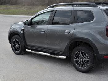 20 999 р. Защита порогов (Ø76 мм, с проступью) SLITKOFF  Renault Duster  HM (2021-2024) рестайлинг (срез на торцах круглый 90°, полированная нержавейка)  с доставкой в г. Нижний Новгород. Увеличить фотографию 1