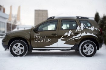 19 599 р. Пороги труба d76 с накладкой SLITKOFF (чёрные V2) Renault Duster HS рестайлинг (2015-2021)  с доставкой в г. Нижний Новгород. Увеличить фотографию 3