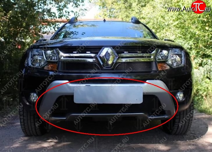 1 469 р. Нижняя защитная сетка на бампер Russtal (черная) Renault Duster HS рестайлинг (2015-2021)  с доставкой в г. Нижний Новгород