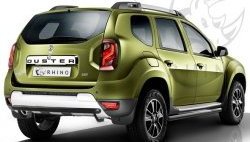 Защита порогов из круглой трубы диаметром 63 мм SLITKOFF Renault Duster HS рестайлинг (2015-2021)  (Сталь с полимерным покрытием. Цвет: чёрный )