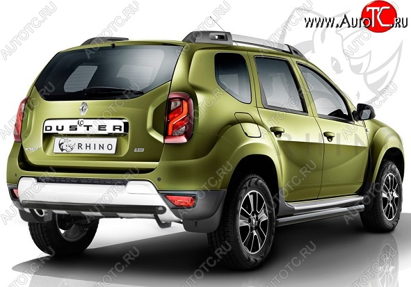 17 599 р. Защита порогов из круглой трубы диаметром 63 мм SLITKOFF Renault Duster HS рестайлинг (2015-2021) (Сталь с полимерным покрытием. Цвет: чёрный )  с доставкой в г. Нижний Новгород