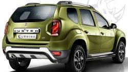 Защита заднего бампера (Ø63 мм волна под машину, нержавейка) SLITKOFF Renault (Рено) Duster (Дастер)  HS (2015-2021) HS рестайлинг  (черная)