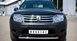 Одинарная укороченная защита переднего бампера диаметром 63 мм (4x2) SLITKOFF Renault (Рено) Duster (Дастер)  HS (2010-2015) HS дорестайлинг