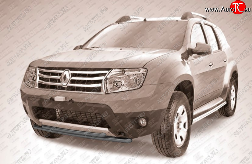 7 299 р. Защита переднего бампера Slitkoff (Ø 42+Ø 42, двойная).  Renault Duster  HS (2010-2015) дорестайлинг (Сталь с полимерным покрытием. Цвет: черный)  с доставкой в г. Нижний Новгород