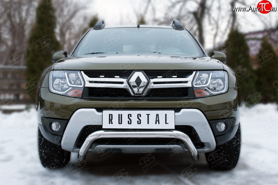 10 549 р. Защита переднего бампера (Ø63 мм волна, нержавейка) SLITKOFF  Renault Duster  HS (2015-2021) рестайлинг  с доставкой в г. Нижний Новгород