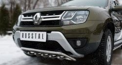 16 399 р. Защита переднего бампера (Ø42 мм с зубами, нержавейка) SLITKOFF  Renault Duster  HS (2010-2021) дорестайлинг, рестайлинг  с доставкой в г. Нижний Новгород. Увеличить фотографию 2