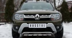 Защита переднего бампера (Ø42 мм с зубами, нержавейка) SLITKOFF Renault (Рено) Duster (Дастер)  HS (2010-2021) HS дорестайлинг, рестайлинг