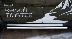 16 299 р. Защита порогов из круглой трубы диаметром 63 мм (рестайлинг) Russtal Renault Duster HS дорестайлинг (2010-2015) (Защита порогов с со скосами на торцах (вариант 1))  с доставкой в г. Нижний Новгород. Увеличить фотографию 3