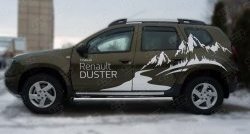 16 299 р. Защита порогов из круглой трубы диаметром 63 мм (рестайлинг) Russtal Renault Duster HS дорестайлинг (2010-2015) (Защита порогов с со скосами на торцах (вариант 1))  с доставкой в г. Нижний Новгород. Увеличить фотографию 4