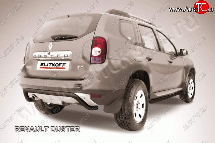 10 299 р. Защита задняя Slitkoff Renault Duster HS дорестайлинг (2010-2015) (Цвет: серебристый)  с доставкой в г. Нижний Новгород