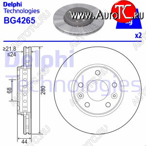 4 899 р. Передний тормозной диск на DELPHI (Ø280 мм, вентилируемый) Renault Duster HS дорестайлинг (2010-2015)  с доставкой в г. Нижний Новгород