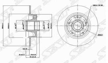 Задний тормозной диск SAT (не вентилируемый, 260мм, без подшипника)  Fluence, Megane ( универсал,  седан,  хэтчбэк 5 дв.)
