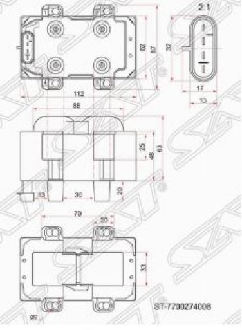 1 849 р. Катушка зажигания (K7J / M) SAT (модуль)  Renault Kangoo  KC - Sandero Stepway  (BS)  с доставкой в г. Нижний Новгород. Увеличить фотографию 2