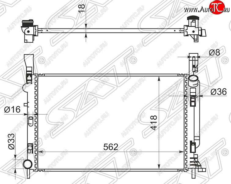 7 899 р. Радиатор двигателя SAT Renault Kangoo KW0 дорестайлинг (2008-2013)  с доставкой в г. Нижний Новгород