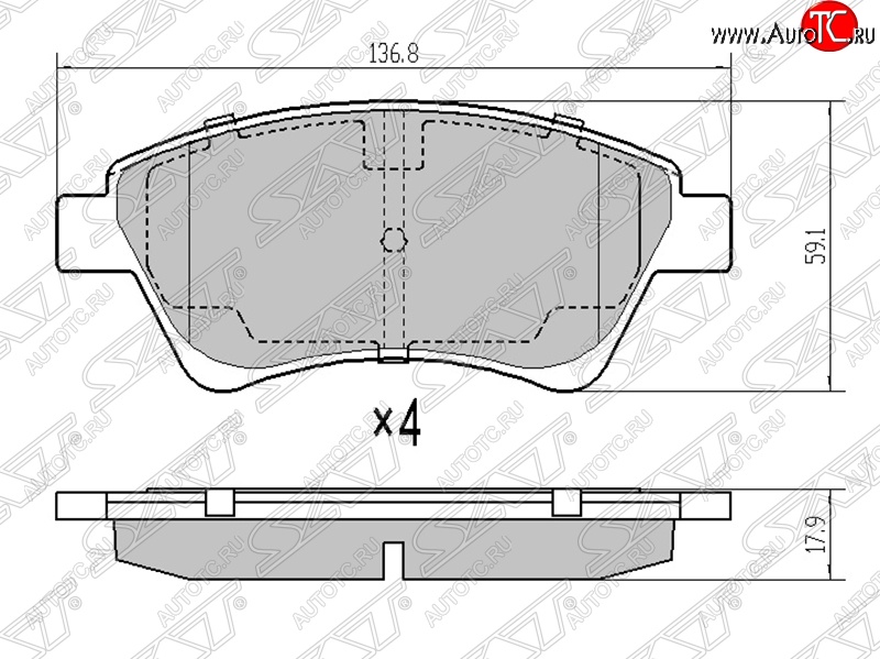 1 099 р. Колодки тормозные SAT (передние)  Renault Megane ( седан,  универсал,  хэтчбэк 5 дв.) - Scenic  2  с доставкой в г. Нижний Новгород